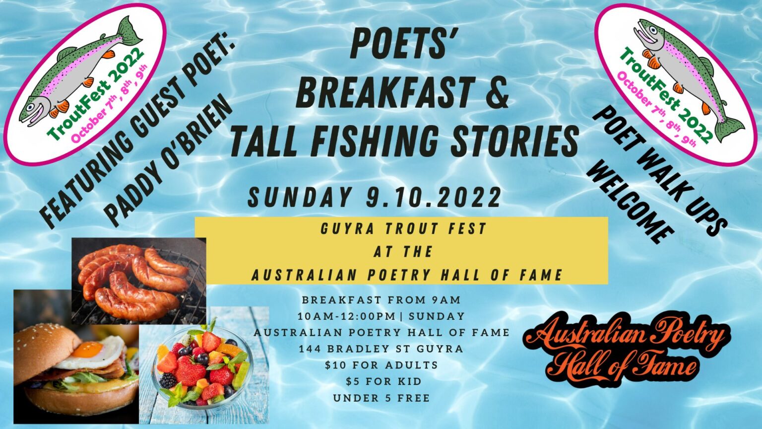 TroutFest Poets' Breakfast and Tall Fishy Tales Visit Armidale